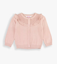 Load image into Gallery viewer, Ballet Pink Knit Ruffle Trim Cardigan
