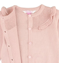 Load image into Gallery viewer, Ballet Pink Knit Ruffle Trim Cardigan
