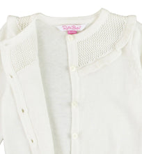 Load image into Gallery viewer, Off White Knit Ruffle Trim Cardigan
