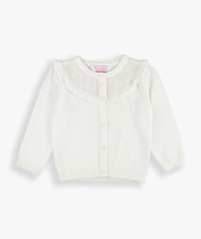 Load image into Gallery viewer, Off White Knit Ruffle Trim Cardigan
