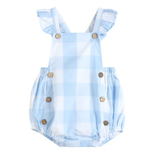 Load image into Gallery viewer, Blue Gingham Ruffle Romper
