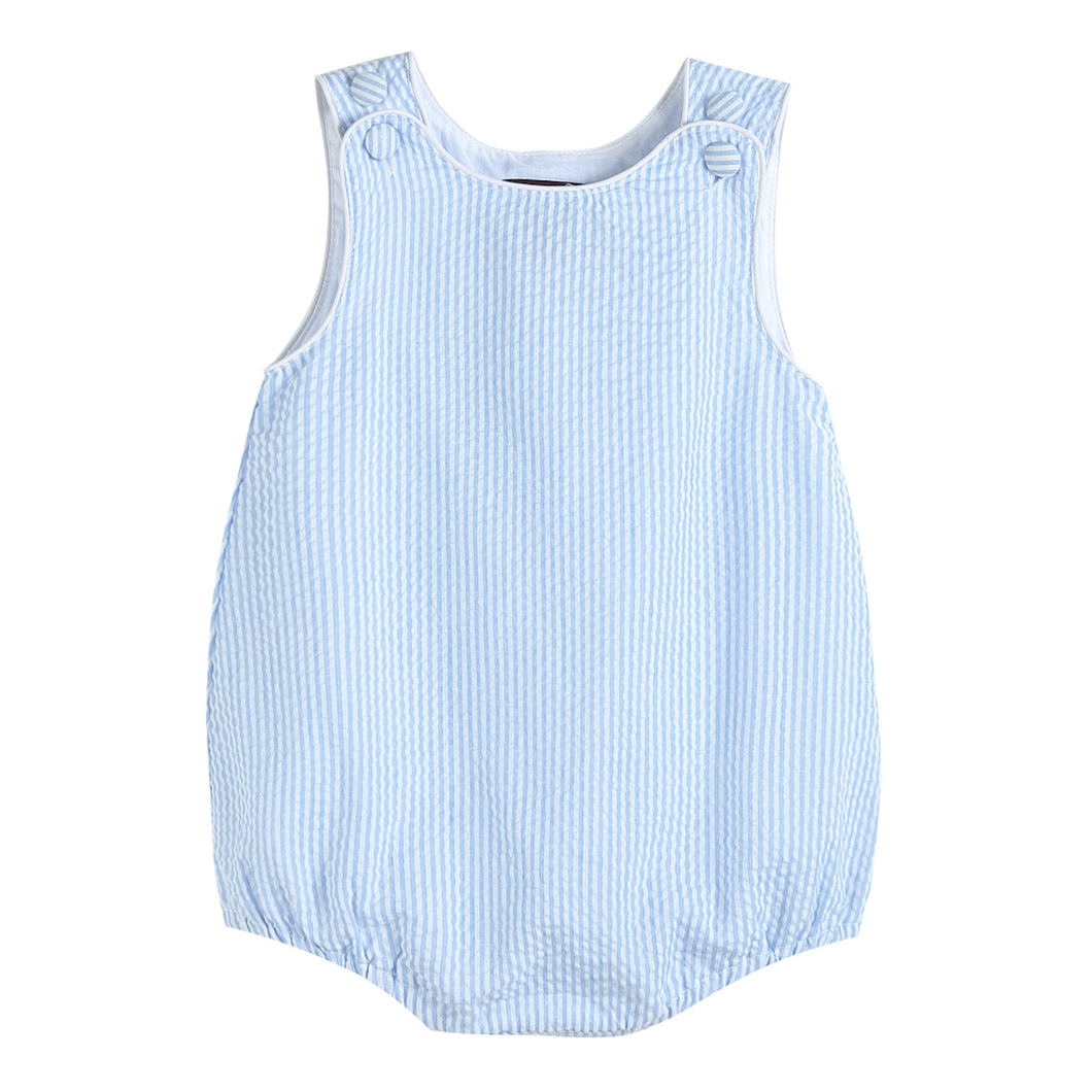 Blue Seersucker Bubble Romper