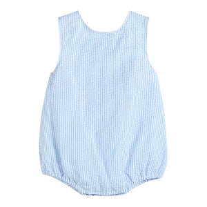 Blue Seersucker Bubble Romper