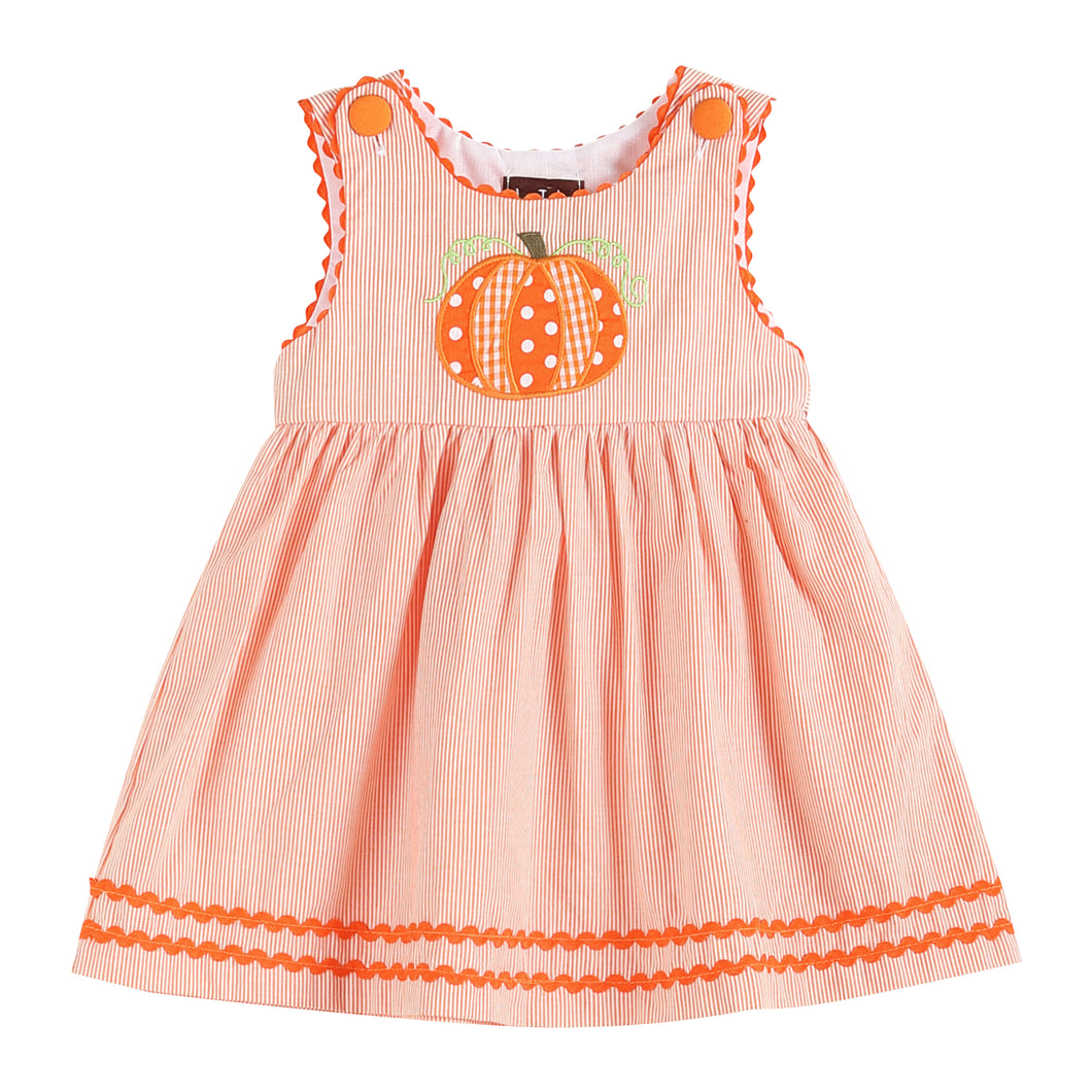 Orange Pinstripe Pumpkin A-Line Dress