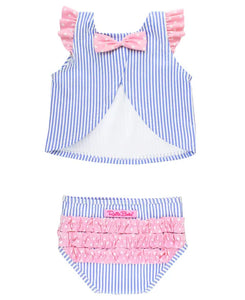 Blue Seersucker Tulip Tankini