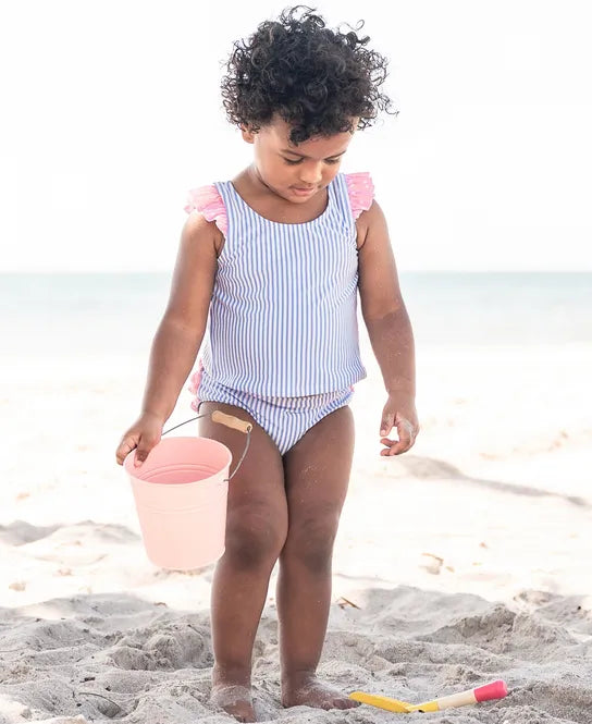 Blue Seersucker Tulip Tankini