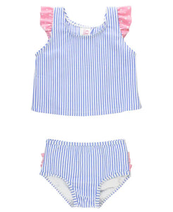 Blue Seersucker Tulip Tankini